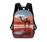 sinyumoney Camel in Desert Oasis Reflection Mochilas De 17 Pulgadas Para Niños, Mochilas Escolares Impresas En 3D Para Estudiantes De Primaria Y Secundaria, Para Niños Y Niñas.