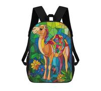 sinyumoney Camel Stained Glass Art Mochila Escolar Mochilas Escolares Para Niñas Y Niños Mochila Con Bolsillo Mochila Escolar De Moda Para Niños 17inch