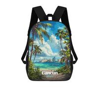 sinyumoney Cancun Mexico Tropical Beach Illustration Mochila Escolar Infantil De Moda Informal Mochilas Infantiles Impresas En 3D Mochila Grande Para Niño 17inch
