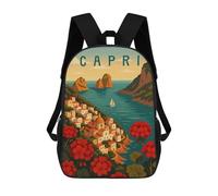 sinyumoney Capri Travel Poster - Colorful Amalfi Coast Island View Mochila Escolar, Bolso De Negocios, Bolso Para Portátil Duradero Para Campus, Actividades Al Aire Libre, Viajes Y Deportes 17inch