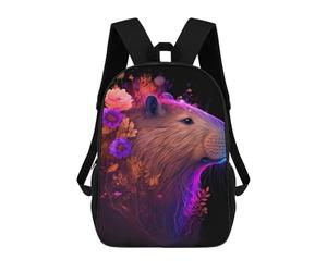 sinyumoney Capybara Colorful Flower Mochila Escolar Secundaria Informal Para Viajes - Perfecta Para Viajes, Trabajo Y Uso Diario 17inch