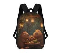 sinyumoney Capybara Family Dinner in The Rain Mochila Mochila Informal Mochila De Día Escuela Trabajo Viajes Bolsa Para Hombres/Mujeres 17inch