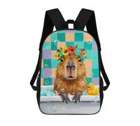 sinyumoney Capybara in Bathtub with Flower Crown Mochila, Mochila Infantil, Mochila Escolar Para Estudiantes, Mochila Para Libros, Mochila Escolar Impresa En 3D Para Niños Y Niñas 17inch