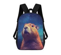 sinyumoney Capybara Night Galaxy Mochila Escolar Mochilas Escolares Para Niñas Y Niños Mochila Con Bolsillo Mochila Escolar De Moda Mochila Infantil 17inch