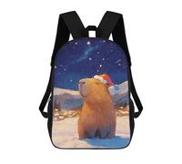 sinyumoney Capybara Santa in Winter Wonderland Mochila Escolar Infantil Impresa En 3D Para Niños, Mochilas De Viaje, Bolsas Para Libros, Mochila Escolar Infantil 17inch