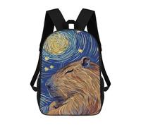 sinyumoney Capybara Starry Night Art Mochila Escolar Para Institutos Y Colegios Informales Para El Campus, Actividades Al Aire Libre, Viajes Y Deportes 17inch