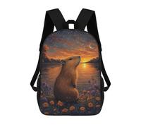 sinyumoney Capybara Sunset River Mochila Escolar Infantil De 17 Pulgadas Con Estampado 3D De Películas De Anime Para Niños, Mochila De Viaje, Mochila Escolar Infantil