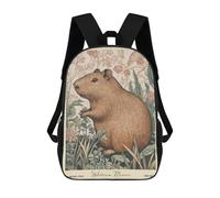 sinyumoney Capybara William Morris Floral Mochila Escolar Infantil De 17 Pulgadas, Impresa En 3D, Estilo Casual, Para Niños, Ideal Para Viajes, Como Mochila Escolar O Para Llevar Libros.
