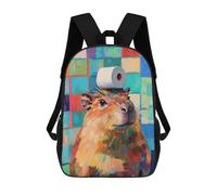 sinyumoney Capybara with Toilet Paper Mochila Infantil Escolar Para Niños Con Estampado 3D De Dibujos Animados, Mochila Escolar Para Estudiantes, Mochila Para Portátil Para Niños Y Niñas 17inch