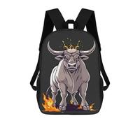 sinyumoney Cartoon Bull with Flames Mochilas Escolares Ligeras E Informales Para El Día A Día, Ideales Para La Escuela, El Trabajo O Los Viajes 17inch