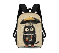 sinyumoney Cartoon Cat in Rain with Umbrella 17inch Mochilas Escolares Impresas En 3D, Mochilas Escolares De Moda Para Niños De Primaria Y Secundaria