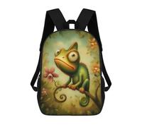 sinyumoney Cartoon Chameleon on Branch with Flowers Mochila Escolar, Secundaria, Preparatoria, Universidad, Mochila De Viaje Para El Campus, Viajes Al Aire Libre, Deportes 17inch
