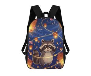 sinyumoney Cartoon Raccoon with Lanterns And Petals Mochila Escolar Impresa En 3D Mochilas Informales Para Niños Mochila Escolar Impresa En 3D Para Niños De Primaria Y Secundaria 17inch