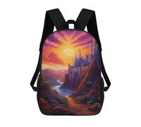sinyumoney Castle in The Sunset Valley Mochila Escolar Impresa En 3D Para Niños, Mochila Escolar, Mochilas De Viaje, Bolso Informal De Moda Para Niños Y Estudiantes 17inch