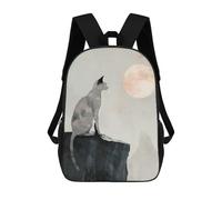 sinyumoney Cat And Moon Digital Painting Mochila Escolar Impresa En 3D Mochilas Informales Para Niños Mochila Escolar Impresa En 3D Para Niños De Primaria Y Secundaria 17inch