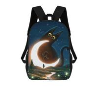 sinyumoney Cat And The Magic Moon Mochila Escolar Para Niños, Mochila Escolar Impresa En 3D Para Estudiantes De Primaria Y Secundaria 17inch