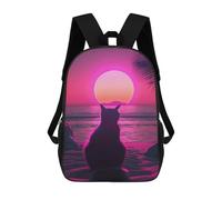 sinyumoney Cat Animal Retro Sunset Mochila Ronaldo, Mochila Infantil, Mochila Escolar Para Estudiantes, Mochila Para Libros, Mochila Escolar Impresa En 3D Para Niños Y Niñas, 17inch