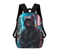 sinyumoney Cat Asian City Night Mochila Escolar Impermeable Para Ordenador Portátil Para Adolescentes, Chicas, Chicos, Mujeres Y Hombres 17inch