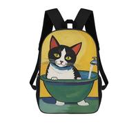 sinyumoney Cat Bath Cute Poster Mochila Escolar Infantil De 17 Pulgadas, Impresa En 3D, Estilo Casual, Para Niños, Ideal Para Viajes, Como Mochila Escolar O Para Llevar Libros.