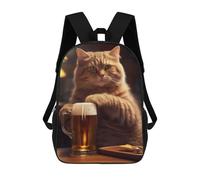 sinyumoney Cat Beer Pub Drink Mochilas Para Niños, Mochilas Escolares Personalizadas En 3D Para Niños Y Niñas, Mochilas Escolares Grandes, Mochilas Informales Para El Día A Día 17inch