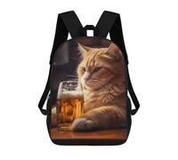 sinyumoney Cat Beer Pub Pint Mochila Escolar Para Niños, Mochila Escolar Impresa En 3D Para Estudiantes De Primaria Y Secundaria 17inch