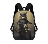 sinyumoney Cat Biker Animal Mochila Escolar Grande Resistente Al Agua Para Portátil Para Niñas, Niños Y Adolescentes 17inch