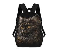 sinyumoney Cat Black Gold Mochila Escolar Para Niños De 17 Pulgadas, Mochila Informal De Viaje Para Niños Y Niñas, Mochila De Gran Capacidad Para El Día A Día 17inch