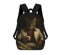 sinyumoney Cat Boss with Money And Cigar Mochilas Infantiles Impresas En 3D Para Niños, Mochilas Escolares De Moda, Mochilas De Viaje, Mochilas Escolares Para Niños De Primaria 17inch
