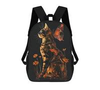 sinyumoney Cat Butterfly Mochila Escolar Para Niñas Y Niños, Mochilas De Gran Capacidad, Mochilas Ligeras Para Niños Y Estudiantes 17inch