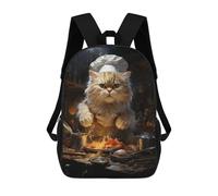 sinyumoney Cat Chef Kitchen Mochilas Infantiles Impresas En 3D, Mochilas De Moda Informales, Mochilas De Viaje Bonitas, Mochilas Informales Para Exteriores Para Niños Y Niñas 17inch
