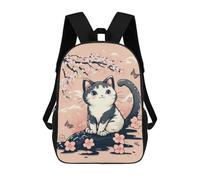 sinyumoney Cat Cherry Blossoms Mochila Escolar Impresa En 3D Para Niños, Mochila Escolar Informal De Moda Para Viajes Para Niños Y Estudiantes 17inch