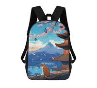 sinyumoney Cat Cherry Blossoms Mochilas De Moda Impresas En 3D 17inch Mochila Escolar Informal Para Niños De Primaria Y Secundaria