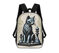 sinyumoney Cat Chess Poster Mochila Escolar Mochila De Papelería De Moda Mochila Impermeable Mochilas Informales Para El Día A Día - Perfecta Para Viajes, Trabajo Y Uso Diario 17inch