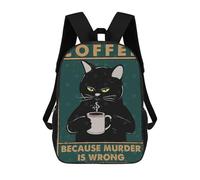 sinyumoney Cat Coffee Murder Is Wrong Mochila Escolar Mochila Para Niños Impresa En 3D Mochilas Infantiles Para Niños Y Niñas Mochilas Escolares Mochilas De Viaje Para Niños 17inch