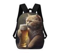 sinyumoney Cat Drinking Beer-2 Mochila, Mochila Escolar Impresa En 3D, Bolsa Para El Almuerzo Escolar, Mochila De Viaje, Mochila Para Amigos, Mochila Escolar Para Niñas Y Niños 17inch