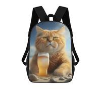 sinyumoney Cat Drinking Beer Mochila Escolar Infantil, Mochilas Impresas En 3D, Mochilas Escolares De Moda Para Niños De Primaria Y Secundaria 17inch
