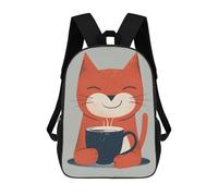 sinyumoney Cat Drinking Coffee Smile Mochila Escolar Impresa En 3D Para Niños Y Niñas, Mochila Escolar, Mochila De Viaje Para Niños 17inch