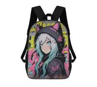 sinyumoney Cat-Eared Anime Girl Graffiti Art Mochila Escolar Para Niños, Mochila Escolar De Gran Capacidad Para Niños, Mochila Escolar 3D, Regalos Para Niños 17inch