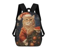 sinyumoney Cat Eat Pizza in Christmas Mochila Infantil Para Niñas Y Niños, Mochila De Día, Escuela Primaria, Perfecta Para La Vuelta Al Cole O Educación Física, Regalos Y Viajes 17inch