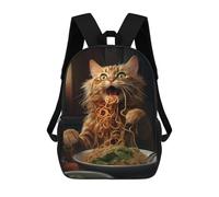 sinyumoney Cat Eating Spaghetti Mochila Escolar De Moda Para Estudiantes, Adecuada Para Niños Y Niñas, Mochila Informal Para Viajes Al Aire Libre, Esencial Para El Día A Día 17inch