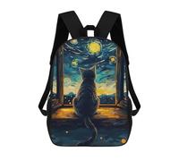 sinyumoney Cat Gazing at Starry Night Mochilas Para Niños Mochila Escolar Mochila Escolar Impresa En 3D Para Niños Estudiantes De Primaria Y Secundaria 17inch