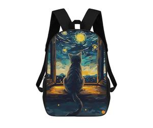 sinyumoney Cat Gazing at Starry Night Mochilas Para Niños Mochila Escolar Mochila Escolar Impresa En 3D Para Niños Estudiantes De Primaria Y Secundaria 17inch