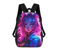 sinyumoney Cat Girls Pink Neon Anime Mochila Escolar Infantil De Moda Informal Mochilas Infantiles Impresas En 3D Mochila Grande Para Niño 17inch