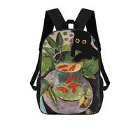 sinyumoney Cat Goldfish Mochila Escolar Mochilas Escolares Para Niñas Y Niños Mochila Con Bolsillo Mochila Escolar De Moda Mochila Infantil 17inch