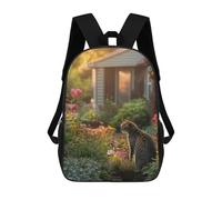 sinyumoney Cat in A Garden at Sunset Mochilas Escolares Para La Escuela Secundaria, Preparatoria, Universidad, Viajes Al Campus, Actividades Al Aire Libre Y Deportes 17inch