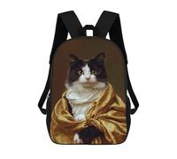 sinyumoney Cat in A Golden Robe Mochila Infantil Escolar Para Niños Con Estampado 3D De Dibujos Animados, Mochila Escolar Para Estudiantes, Mochila Para Portátil Para Niños Y Niñas 17inch