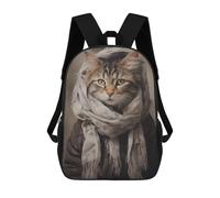 sinyumoney Cat in A Winter Jacket Mochila Escolar Para Niños Mochila Escolar Impresa En 3D Mochila Escolar De Moda Para Niños De Primaria Y Secundaria 17inch