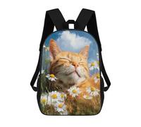 sinyumoney Cat in Daisy Field -1 Mochilas Infantiles Mochila Escolar Impresa En 3D Para Niños Mochilas De Viaje Bolsas Para Libros Para Niños 17inch Mochila Escolar