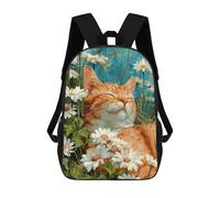 sinyumoney Cat in Daisy Field -8 Mochila Escolar Infantil De 17 Pulgadas Con Estampado 3D, Mochila Moderna Para Niños, Mochilas De Viaje, Bolsas Para Libros, Mochila Escolar Infantil