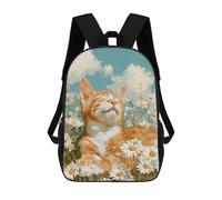 sinyumoney Cat in Daisy Field Painting -2 Mochila Escolar Infantil Impresa En 3D Para Niños, Mochila De Viaje De Alta Capacidad, Mochilas Para Libros De 17 Pulgadas Para Niños